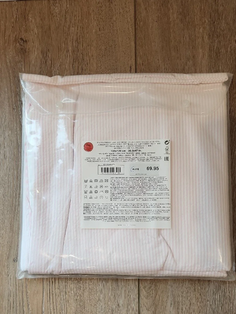 Zara Home Kids Pink and White Cotton Percale Crib Duvet Cover And Flat Sheet NWT
